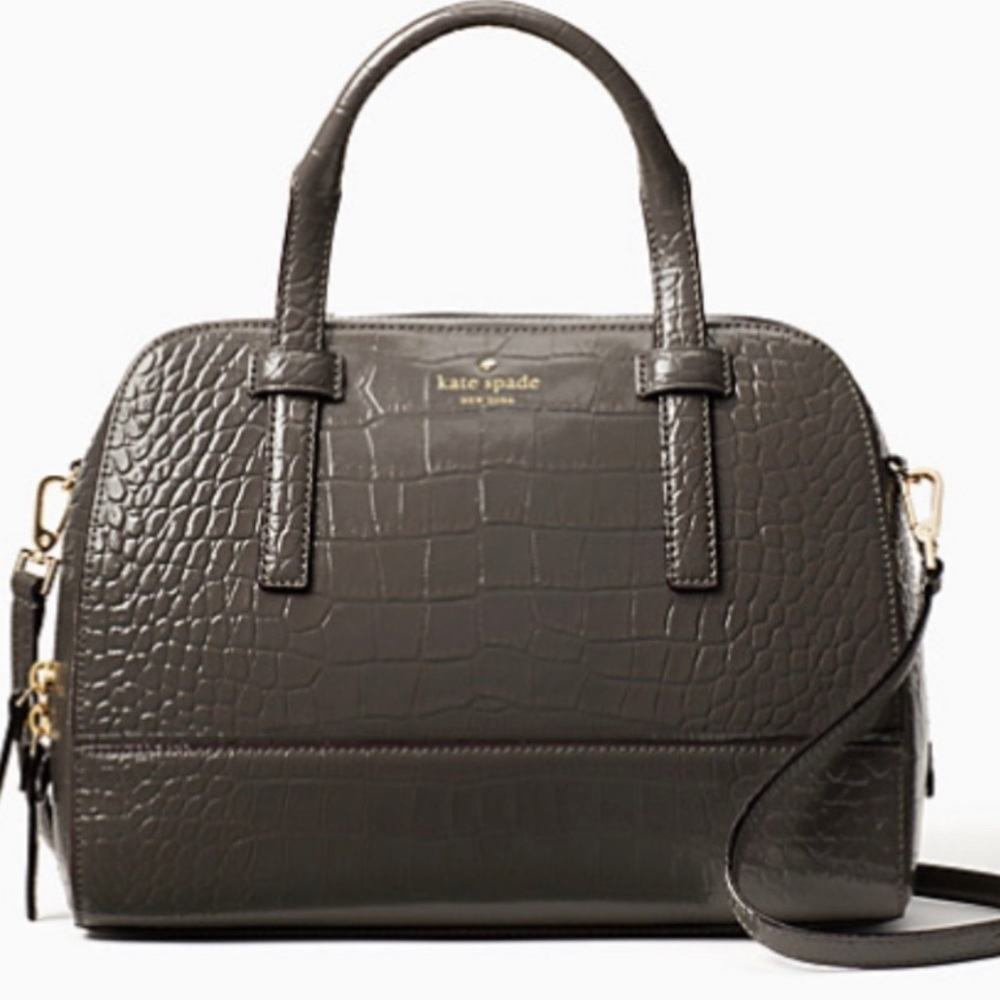 Authentic Kate Spade croc leather satchel/Crosby❤️